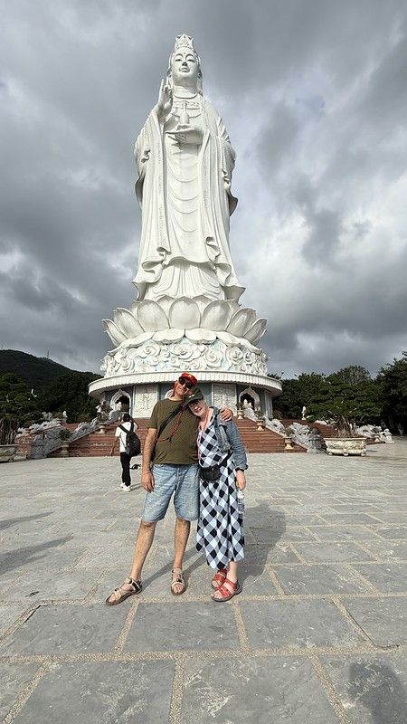 Susan & I stood in front of the Lady Buddha statue