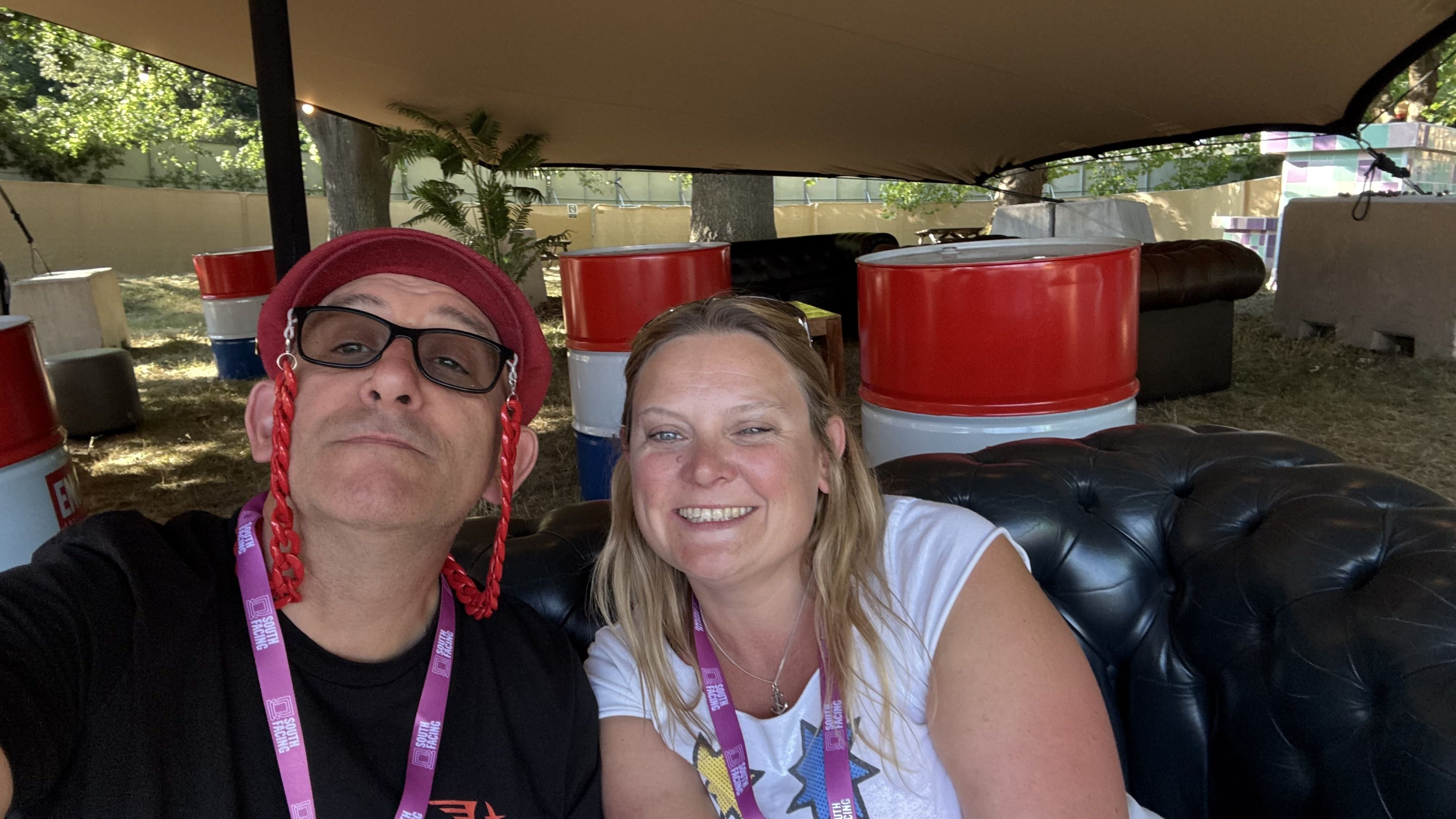 Vicky and I sat on a Chesterfield sofa in the VIP area